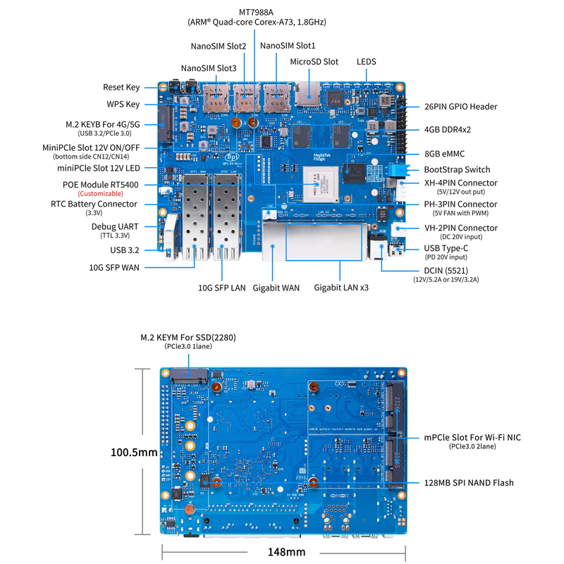 Banana Pi BPI-R4 MediaTek MT79 - Ddr4 8Gb 리뷰 및 가격